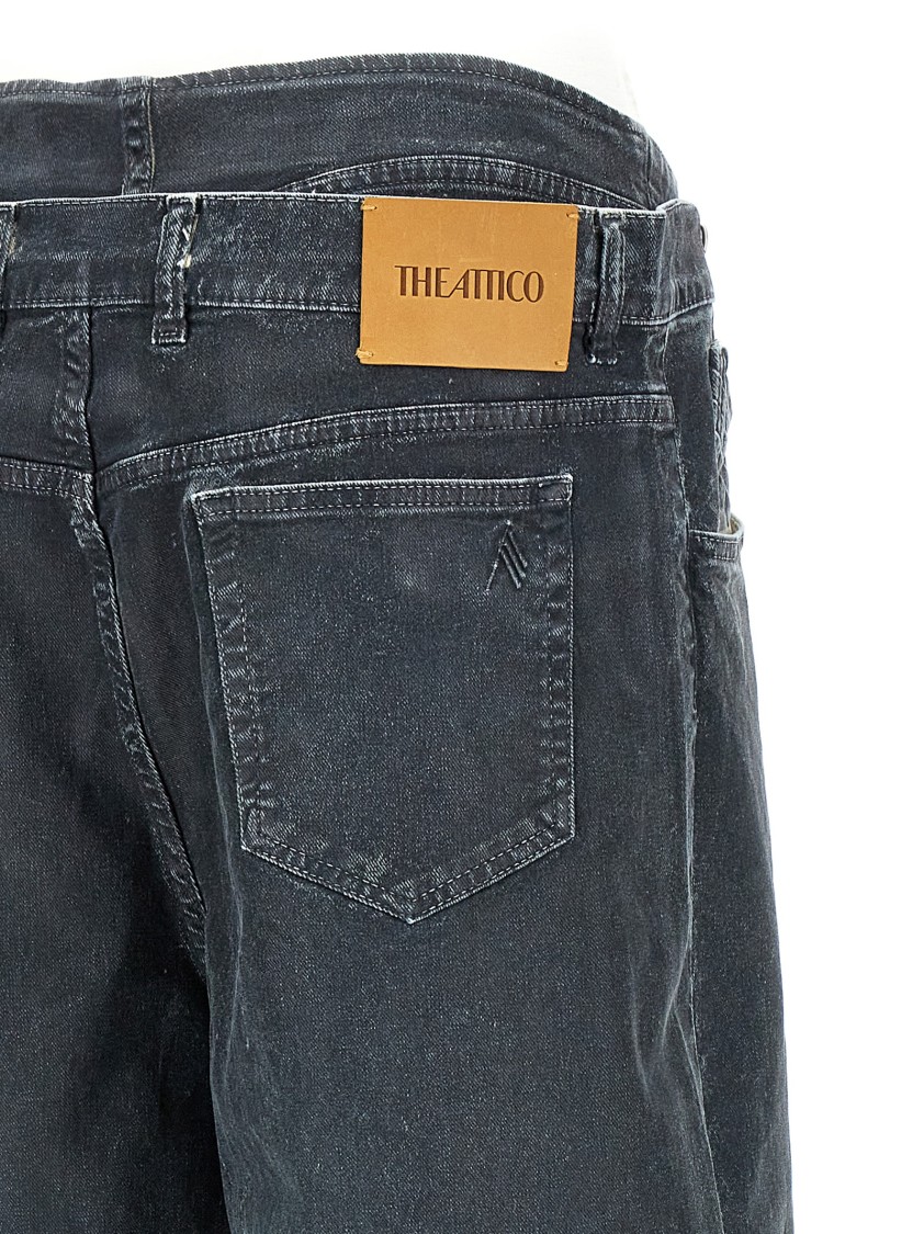 Attico Baggy Leg Cotton Denim Jeans In Black