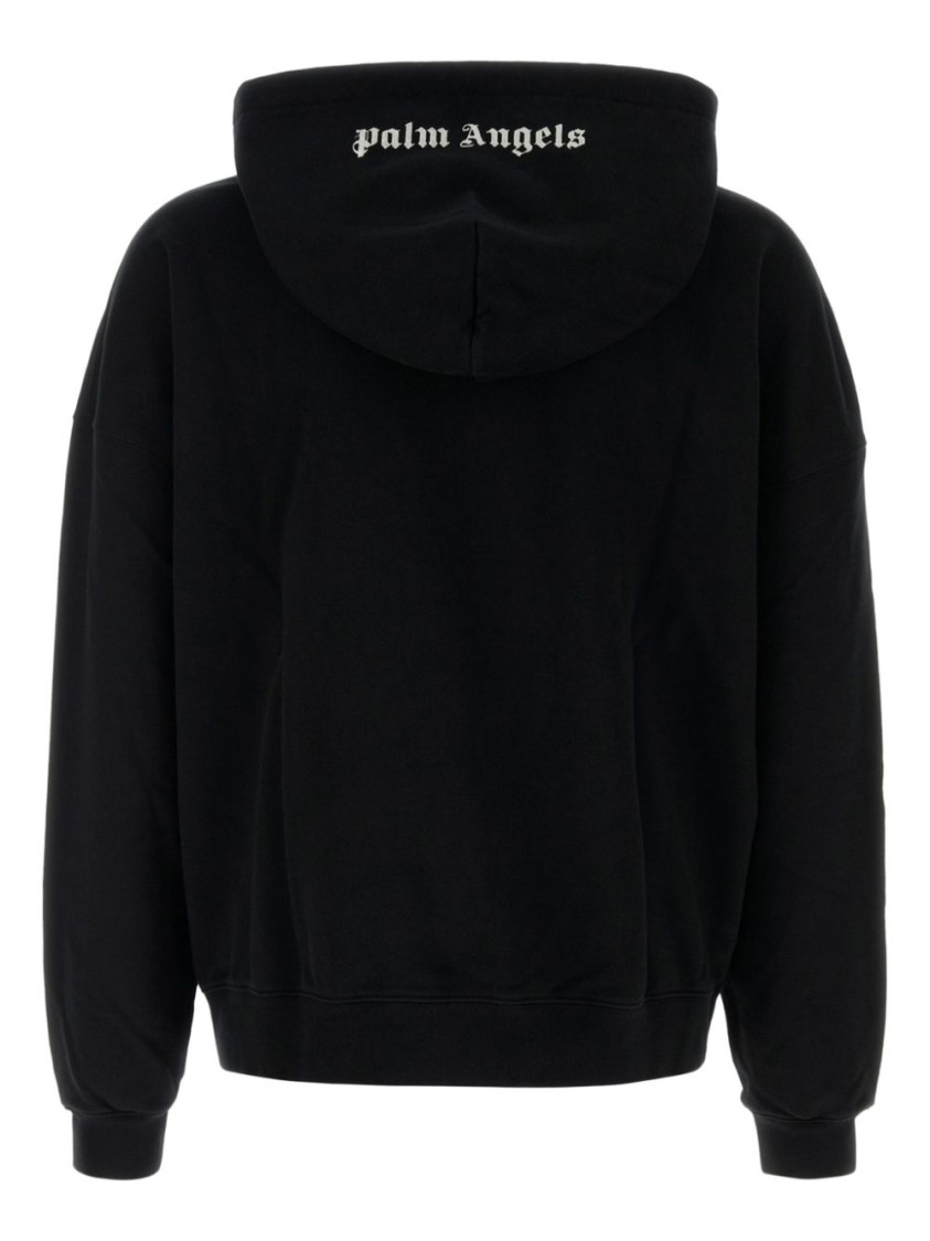 Palm Angels Brand-embroidery Kangaroo-pocket Relaxed-fit Cotton-jersey Hoody In Black