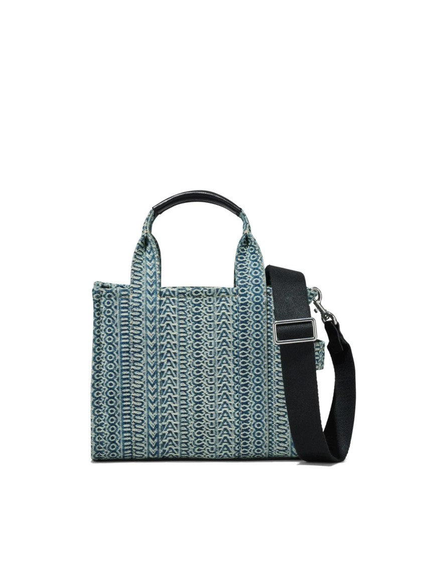 Marc Jacobs The Monogram Denim Small Tote Bag In Gray