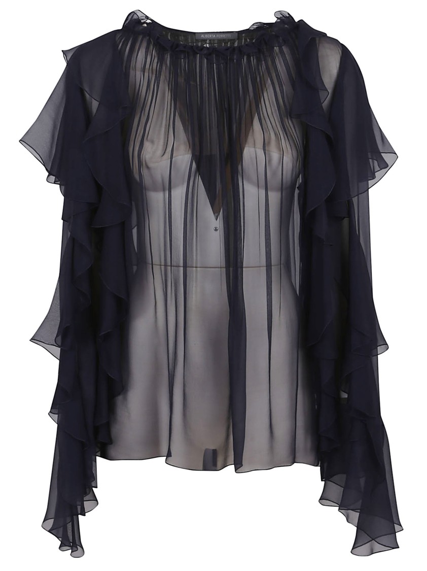 Alberta Ferretti Flowing Chiffon Shirt With Flounces