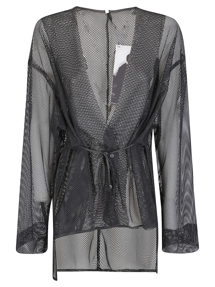 Maria Calderara Lightweight Black Mesh Jacket With Deep V-neck In Black