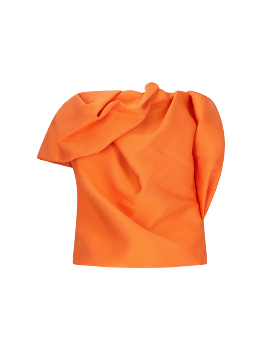 Dries Van Noten Draped Top In Orange Fabric Draped Design