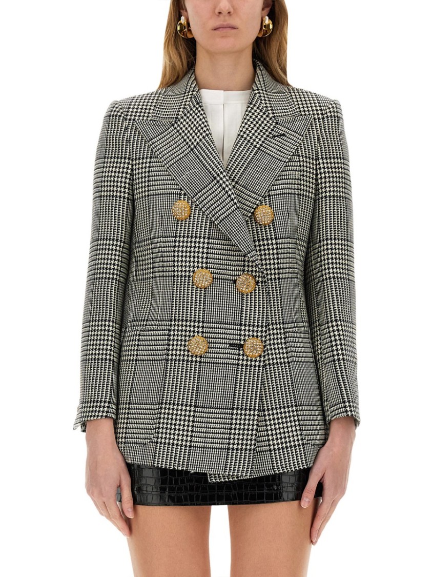 Shop Valentino Double-breasted Houndstooth Wool Jacket