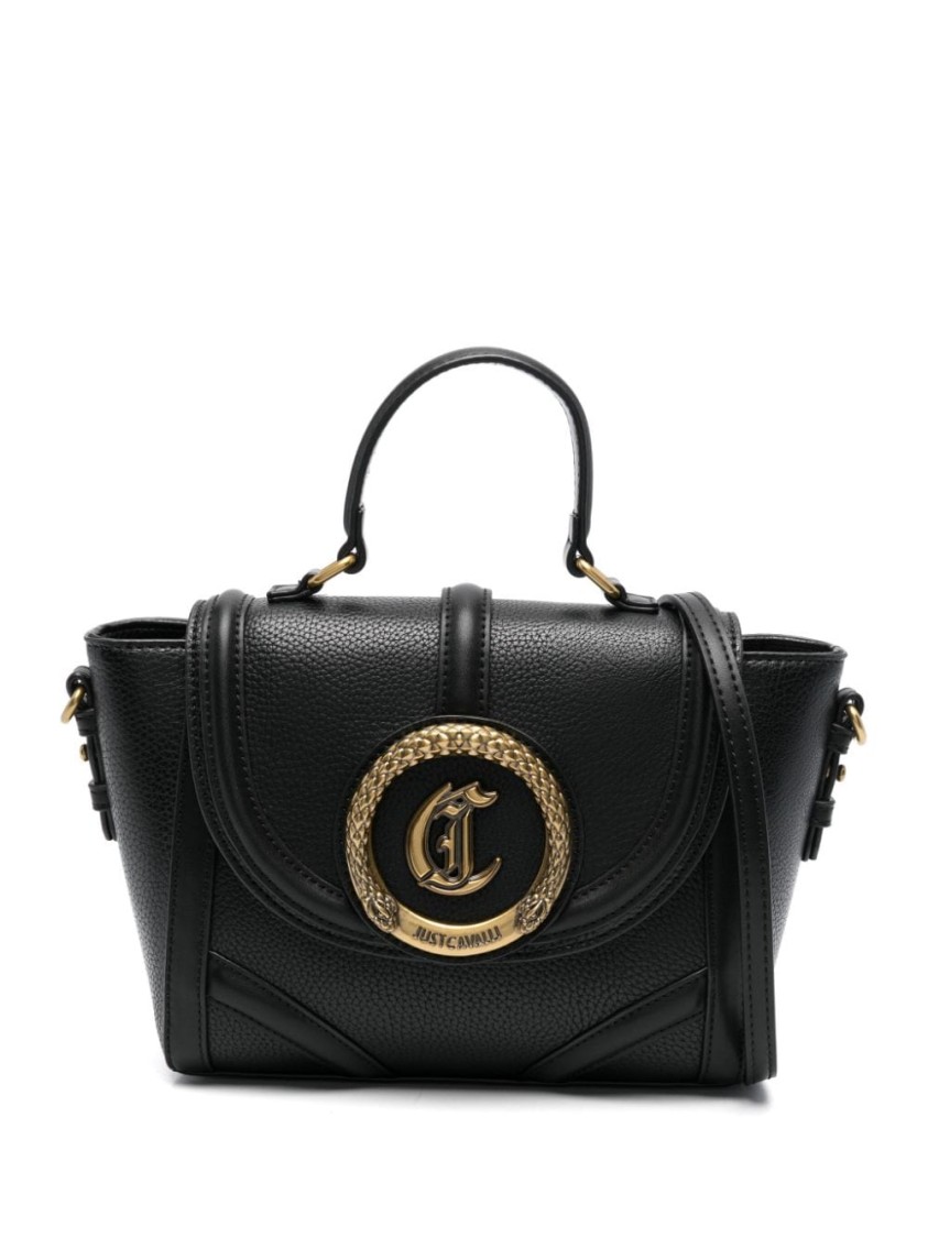 Just Cavalli Sleek Handbag With Iconic Logo And Spacious Interior In Black