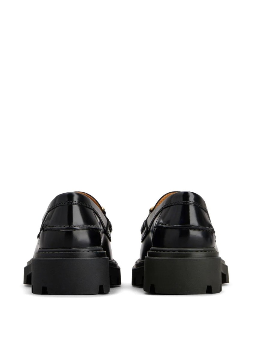Tod's Leather Loafers With Gold-tone Buckle In Black