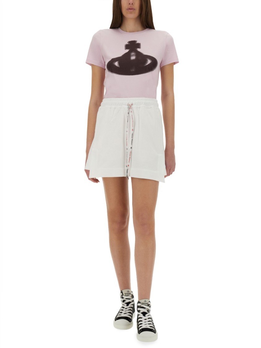 Vivienne Westwood Crew Neck Graphic Print Spray-paint Effect Top In Pink