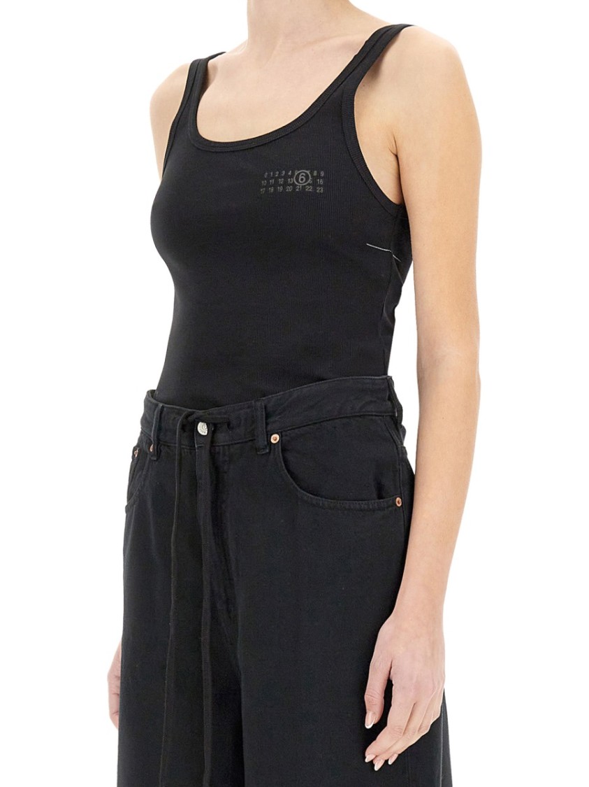 Shop Mm6 Maison Margiela Mm6 By Maison Margiela Fitted Black Ribbed Tank Top
