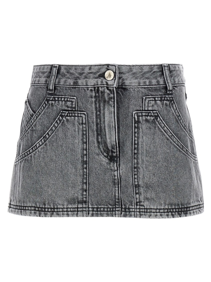 Attico Gray High-waisted Slim Fit Denim Mini Skirt