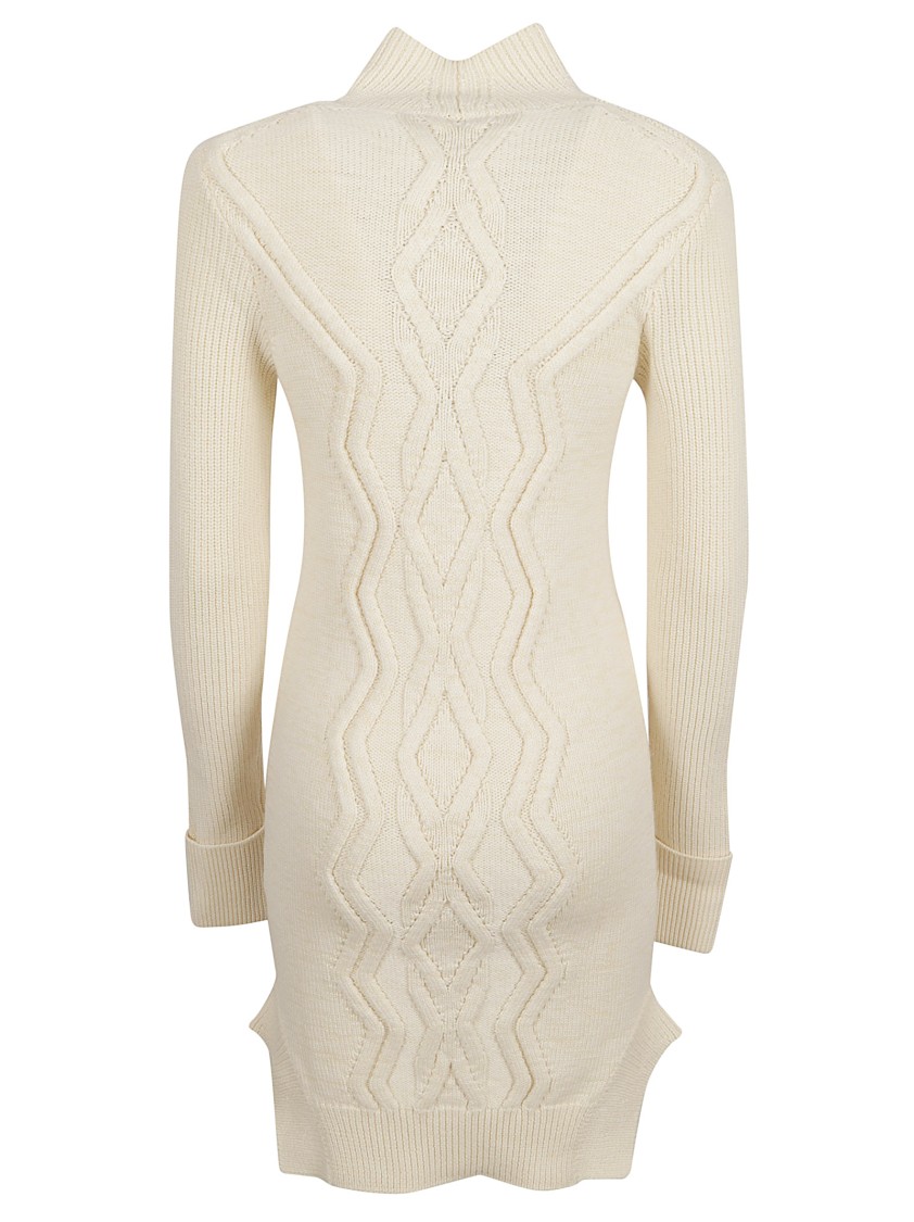 Isabel Marant High Collar Beige Dress In White