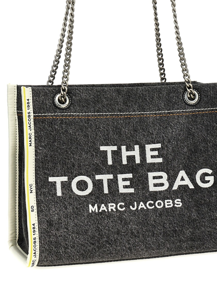 Marc Jacobs 'the Denim Chain Medium Tote' Shoulder Bag In Gray