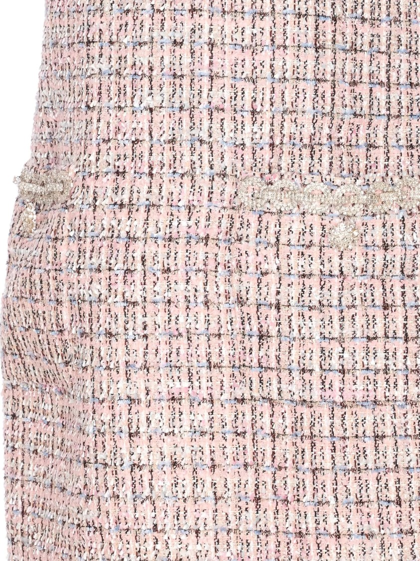 Self-portrait Textured Sleeveless Dress With Fitted Silhouette In Pink