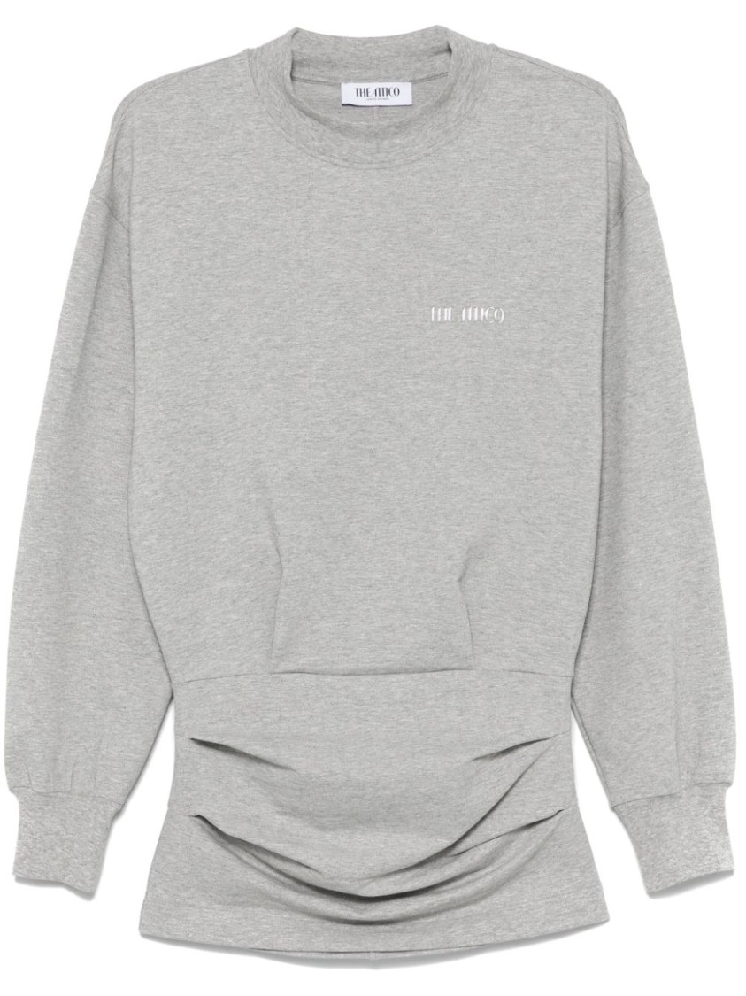Shop Attico The Relaxed Fit Grey Midi Dress In White