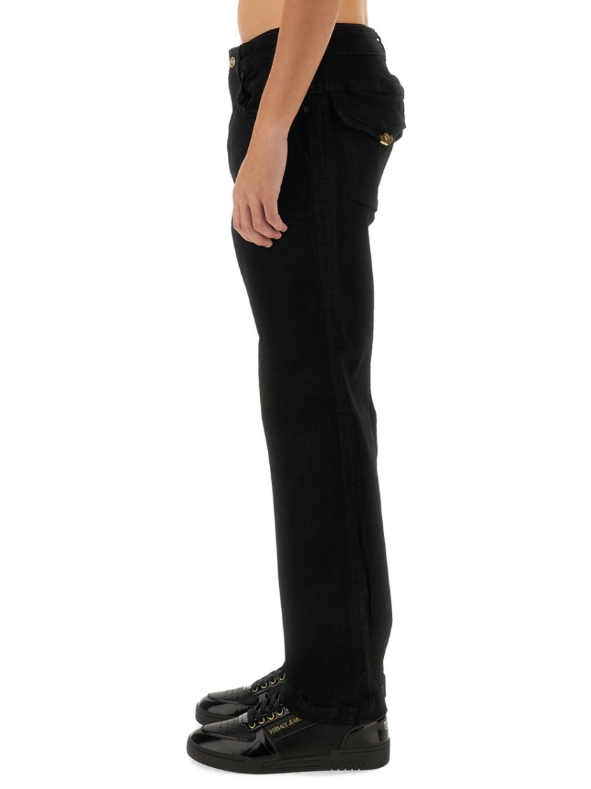 Shop Versace Jeans Couture Cotton Jeans In Black