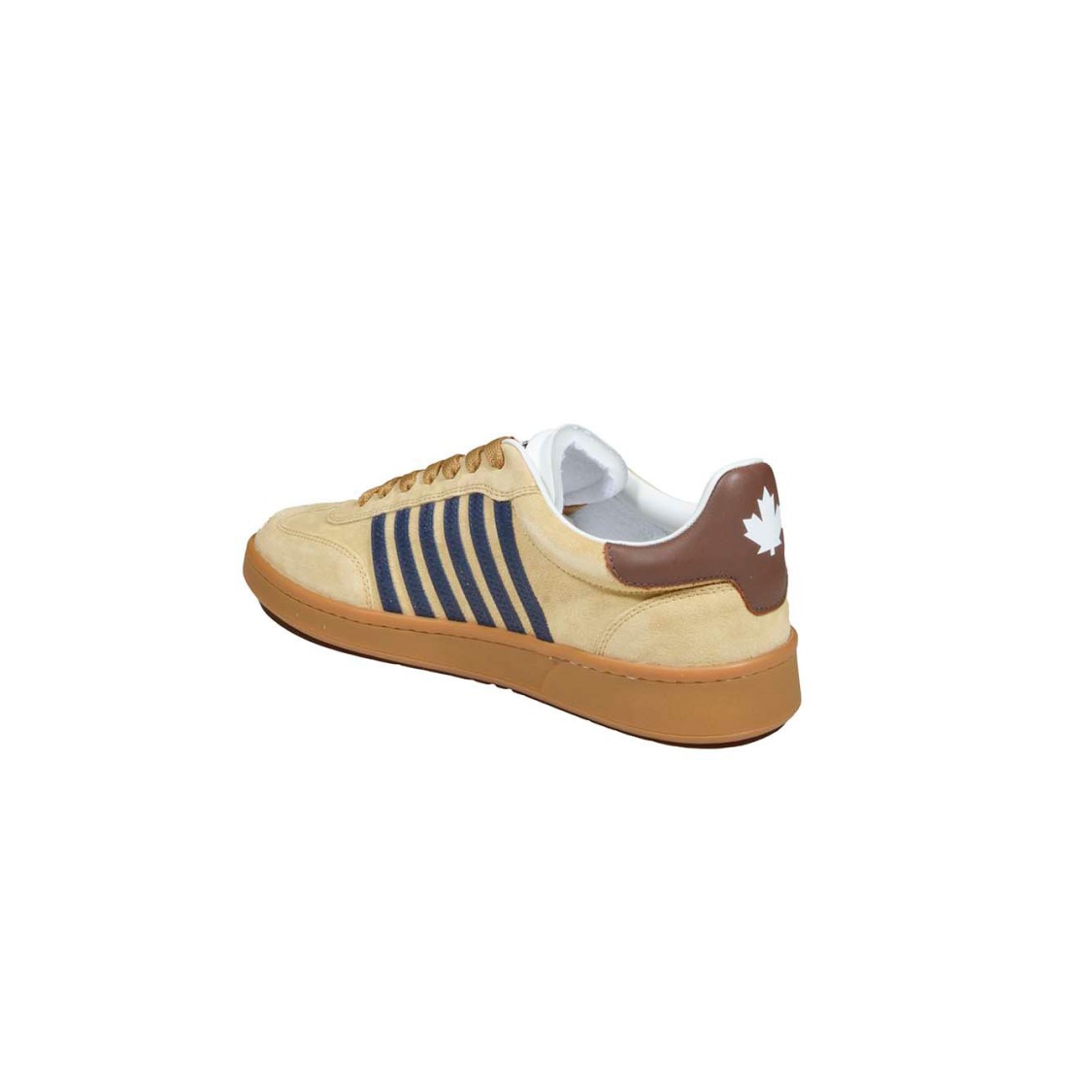 Dsquared2 Brown Low Top Sneakers With Logo Lettering On The Tongue And Striped Detail On The Side In Leather A In Neutrals