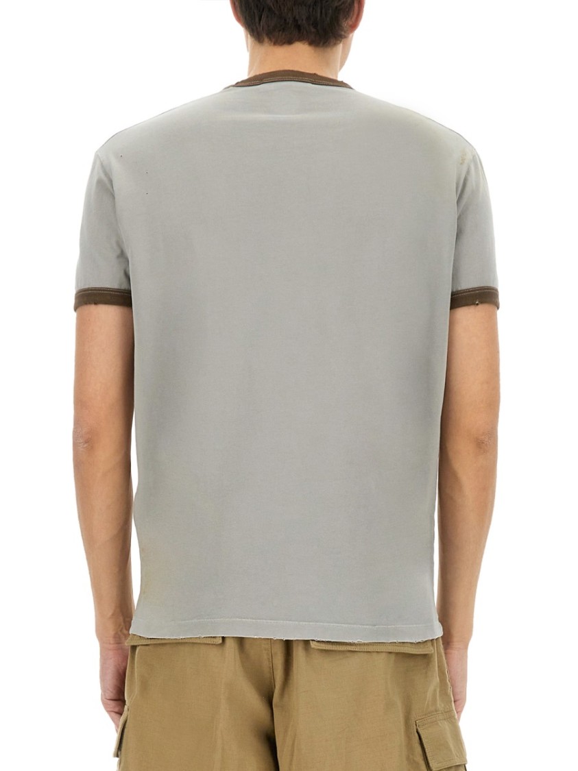 Dsquared2 Vintage Print Relaxed-fit T-shirt With Contrasting Trim In Grey