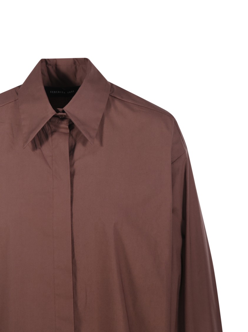 Shop Federica Tosi Brown Over Shirt