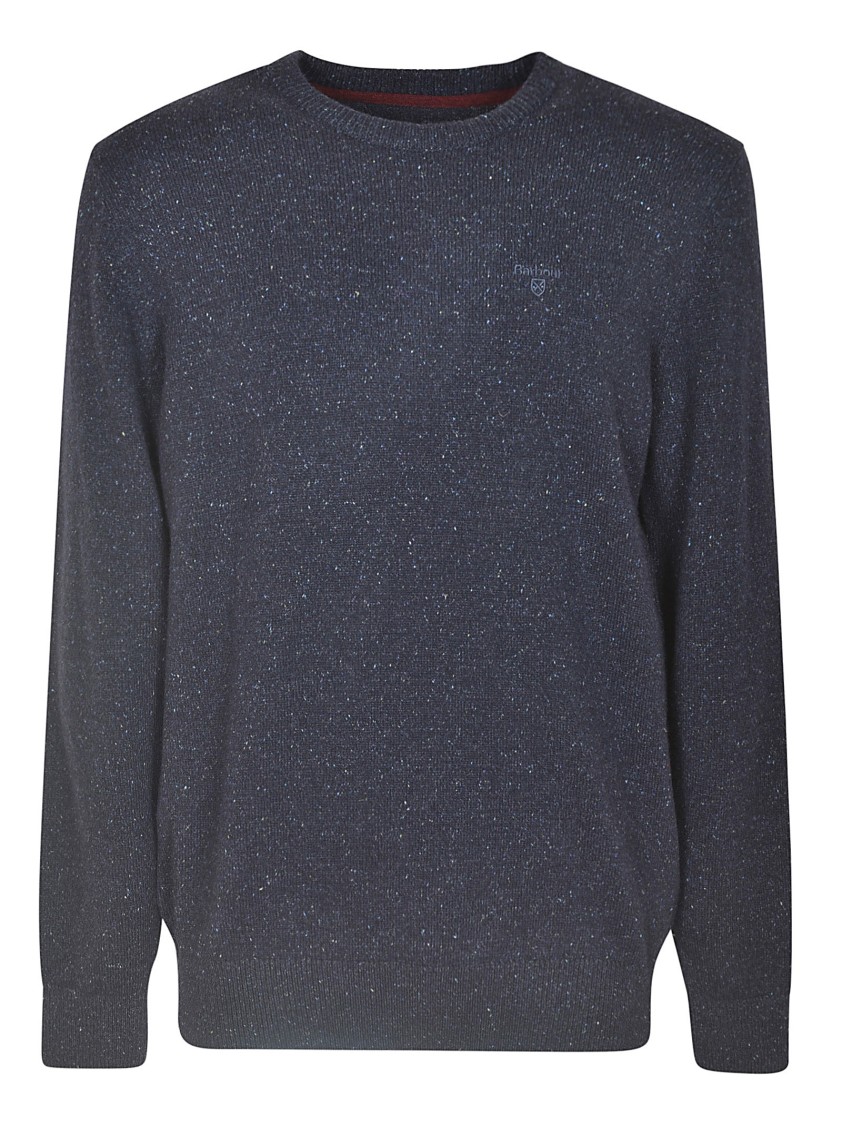 Barbour Textured Knit Crew Neck Sweater With Ribbed Cuffs In Gray