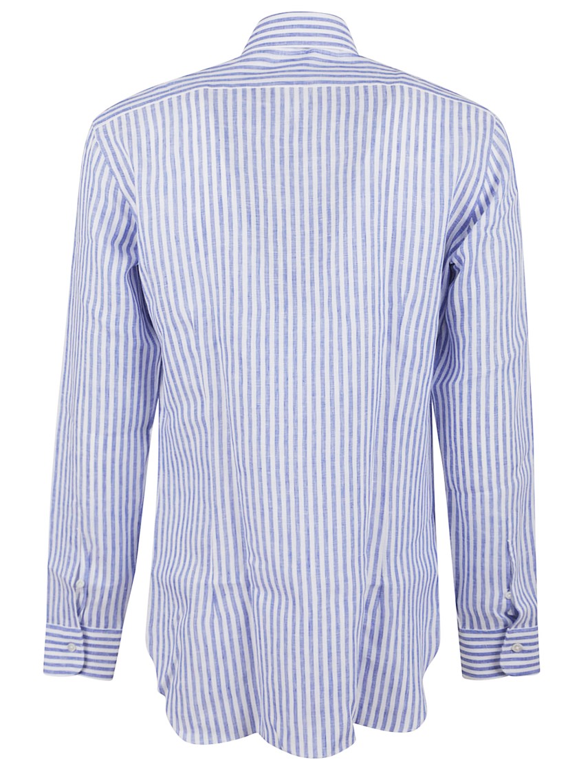 BUONAMASSA BUONAMASSA TIMELESS STRIPED PURE LINEN SHIRT WITH CLASSIC COLLAR