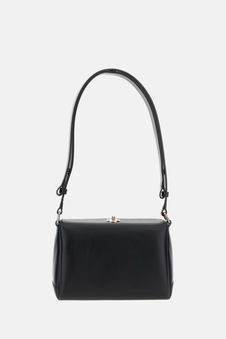 Plan C Smooth Grain Calfskin Shoulder Bag In Black