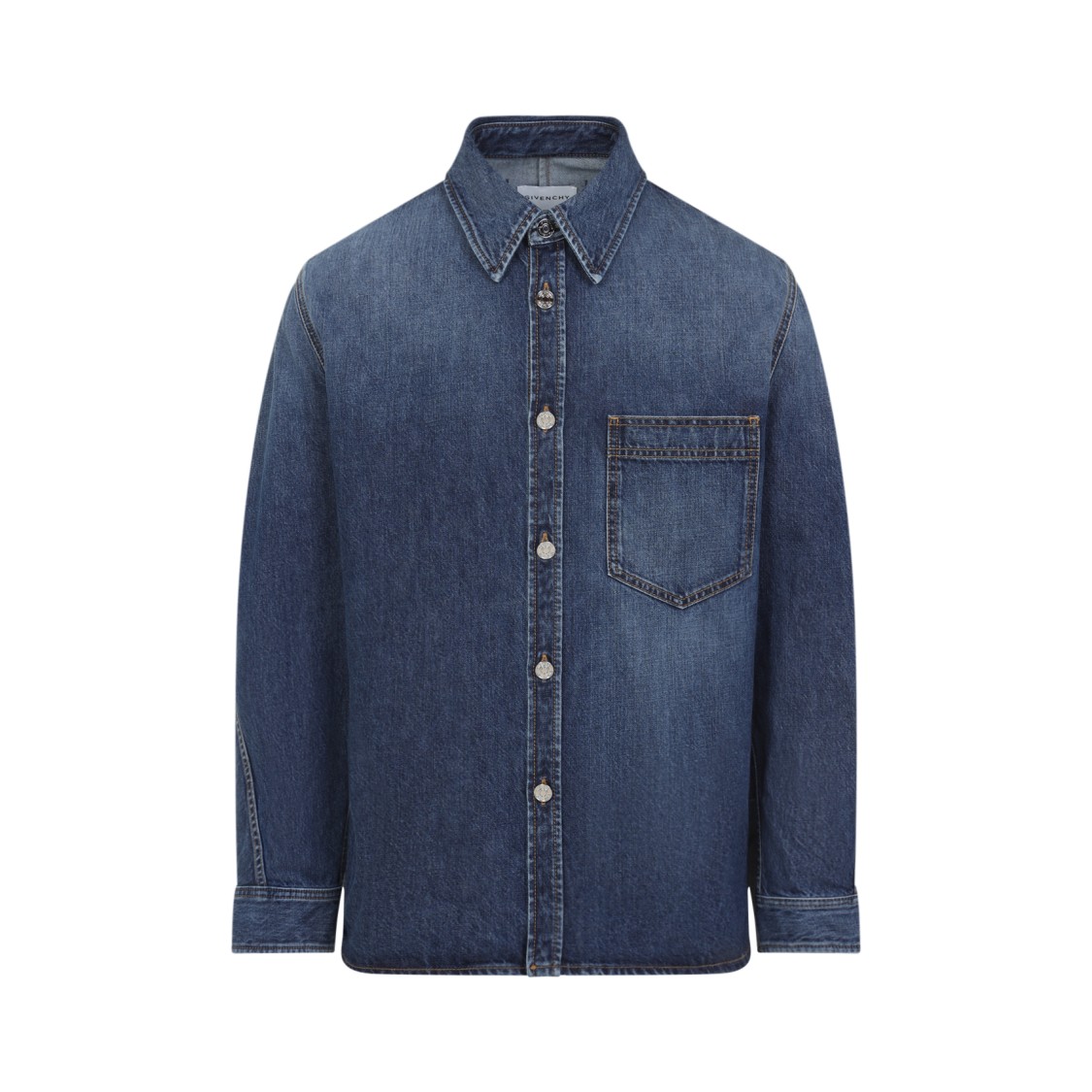 Givenchy Dark Blue Cotton Overshirt In Black