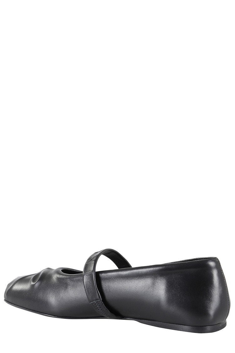 Marni Black Ballerinas With Embossed Bow Detail On The Front In Leather Woman In Black