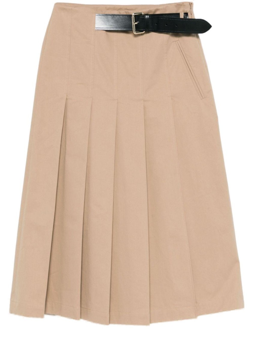 SEMICOUTURE SEMI COUTURE PLEATED HIGH-WAIST MIDI SKIRT WITH STRUCTURED BELT