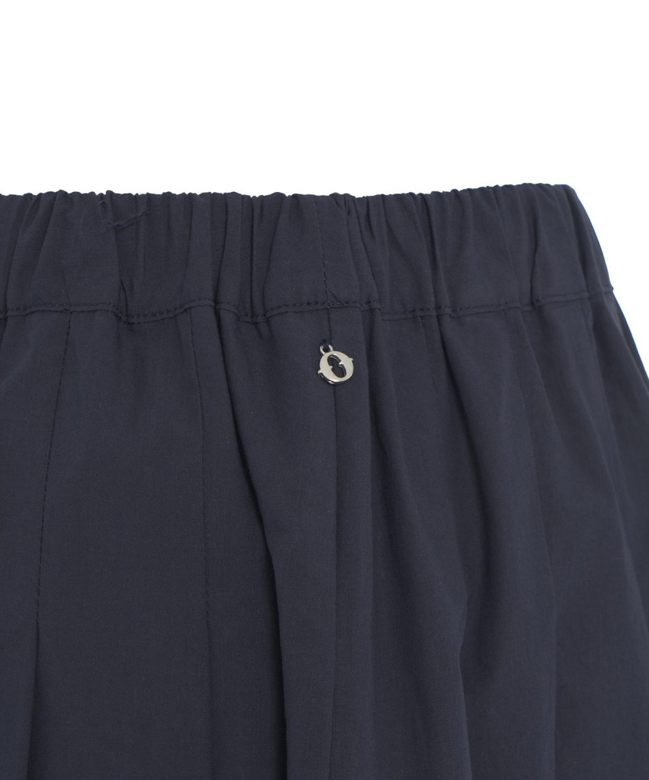 Ottod'ame Flowing Blue Midi Skirt With Pleats And Slip Pockets In Blue