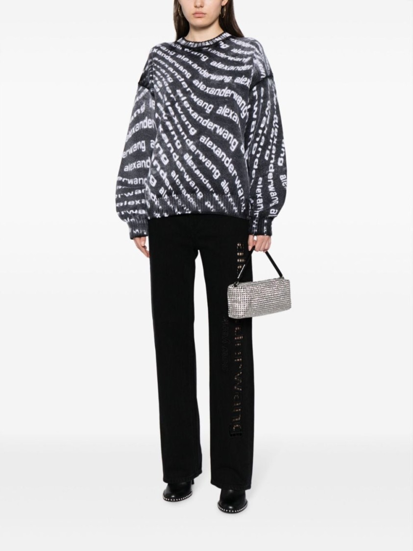 Alexander Wang Crystal-embellished Rectangle Bag With Logo-engraved Hardware
