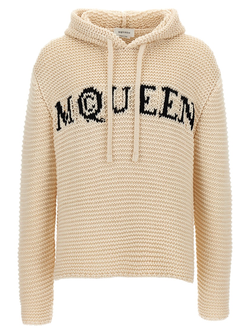 Alexander Mcqueen Mcqueen Inlaid Logo Hoodie In Neutral
