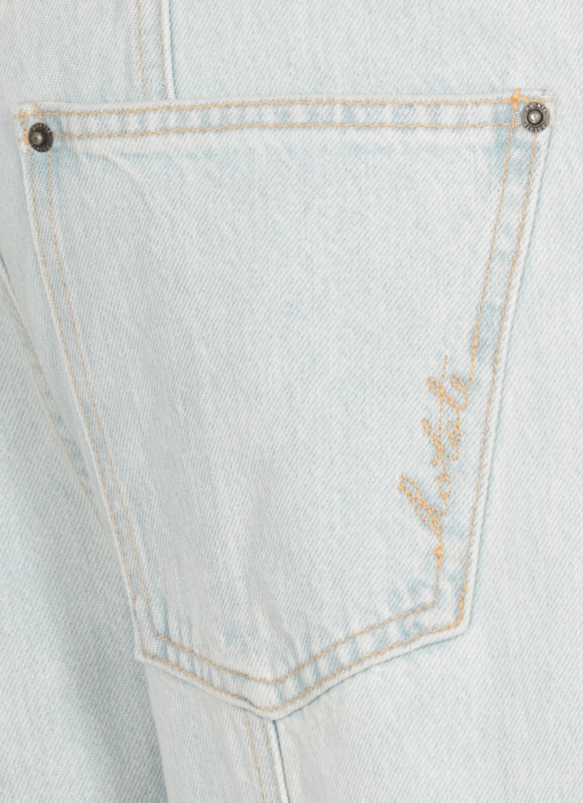 Rotate Birger Christensen Cargo Denim Pants Contrast Stitching