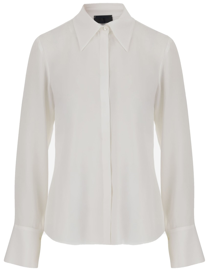 Fit F.it Stretch Silk Shirt With Pointed Collar In Gray