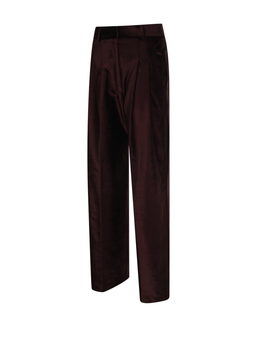 Shop Forte Forte Cotton Viscose Stretch Velvet Pinces Pant In Brown