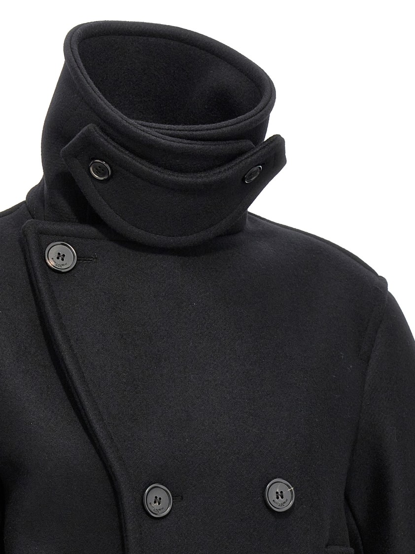 Saint Laurent Oversize Pea Coat In Blue