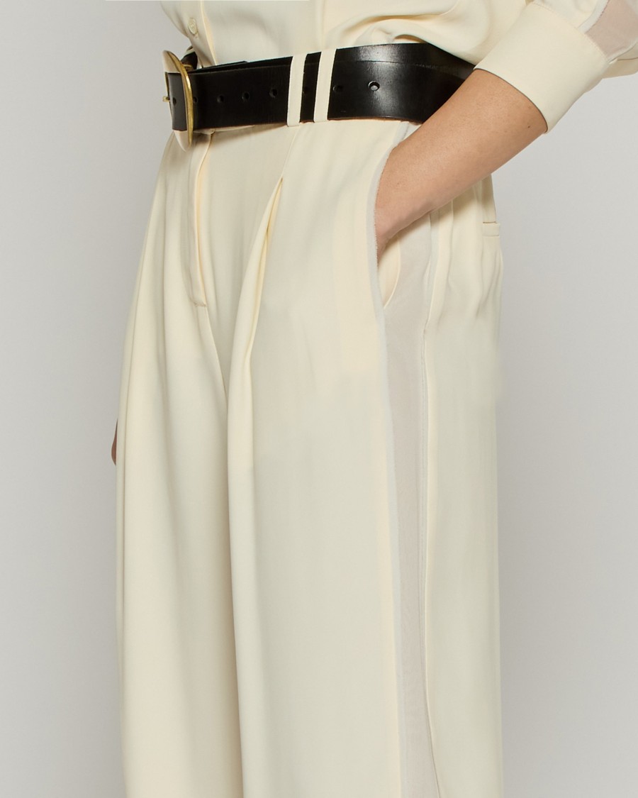 Serena Bute Serena Trouser With Georgette Trim - Cream In Grey