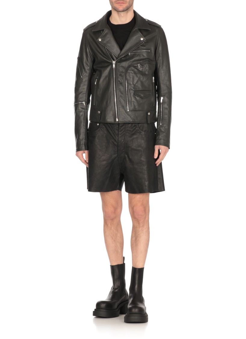 Rick Owens Bauhaus Stooges Leather Jacket In Grey