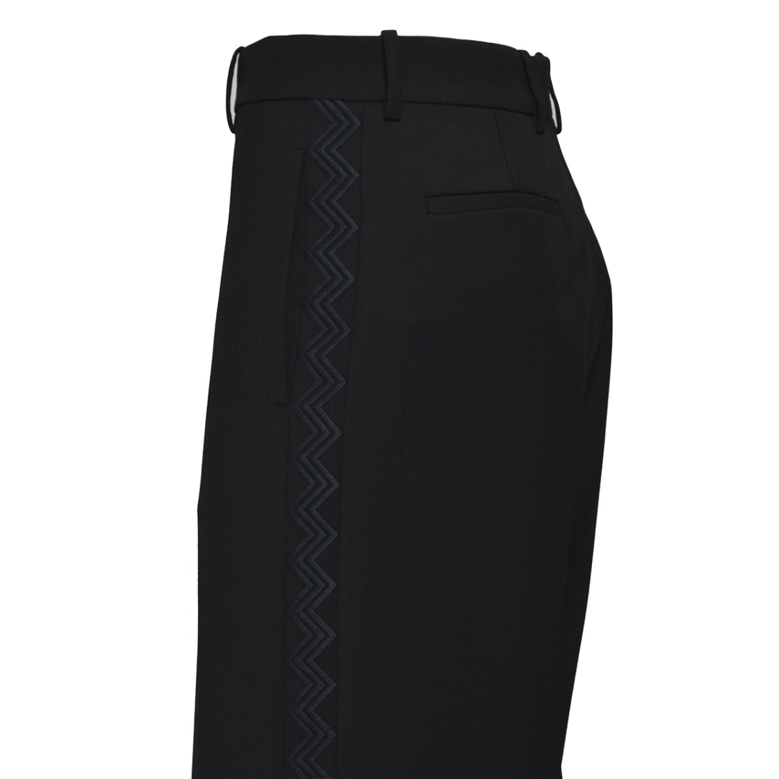 パンツ Missoni Black Wool Blend Pants With Embroidered Side Band Missoni Black Wool Blend Pants With Embroidered Side Band