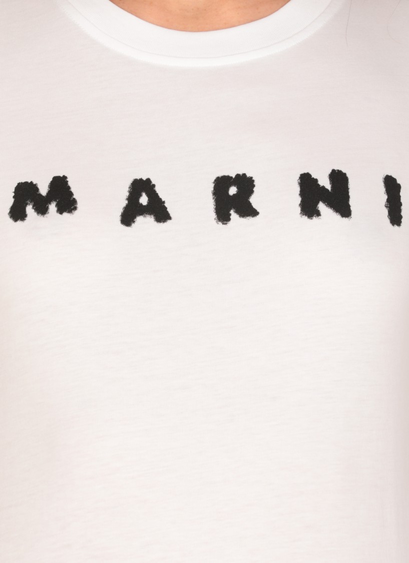 Marni Classic Short-sleeve T-shirt With Scribbled Logo In White