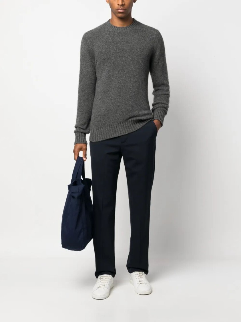 Piacenza 1733 Long Sleeve Crew-neck Sweater In Gray