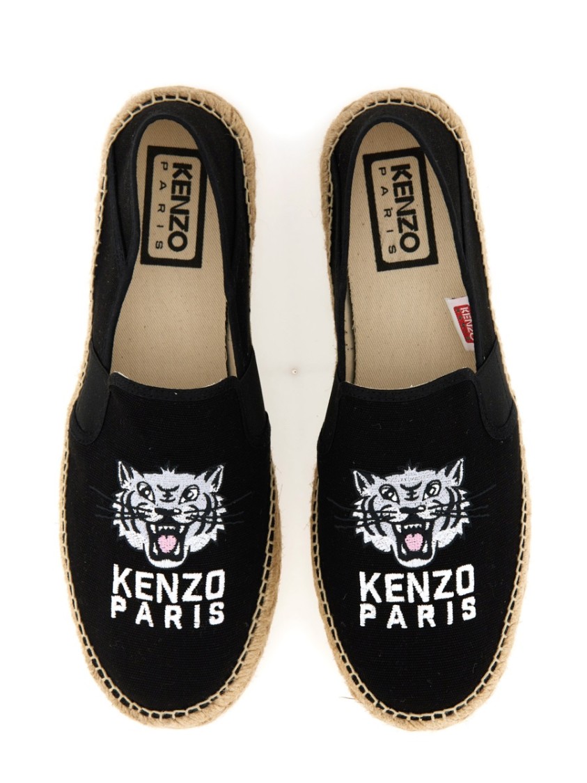 Shop Kenzo "lucky Tiger" Espadrille In Black