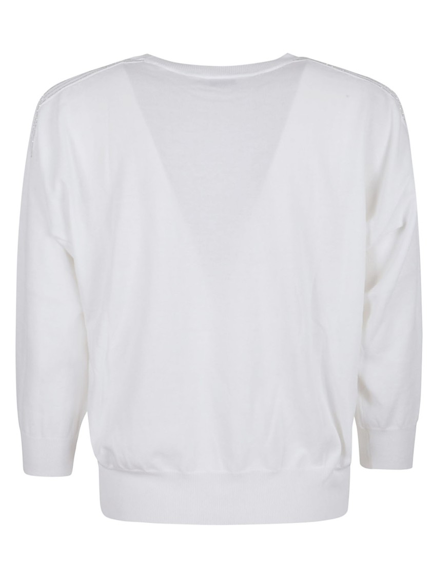 Shop Peserico Pure Cotton Crepe Yarn Sweater In White