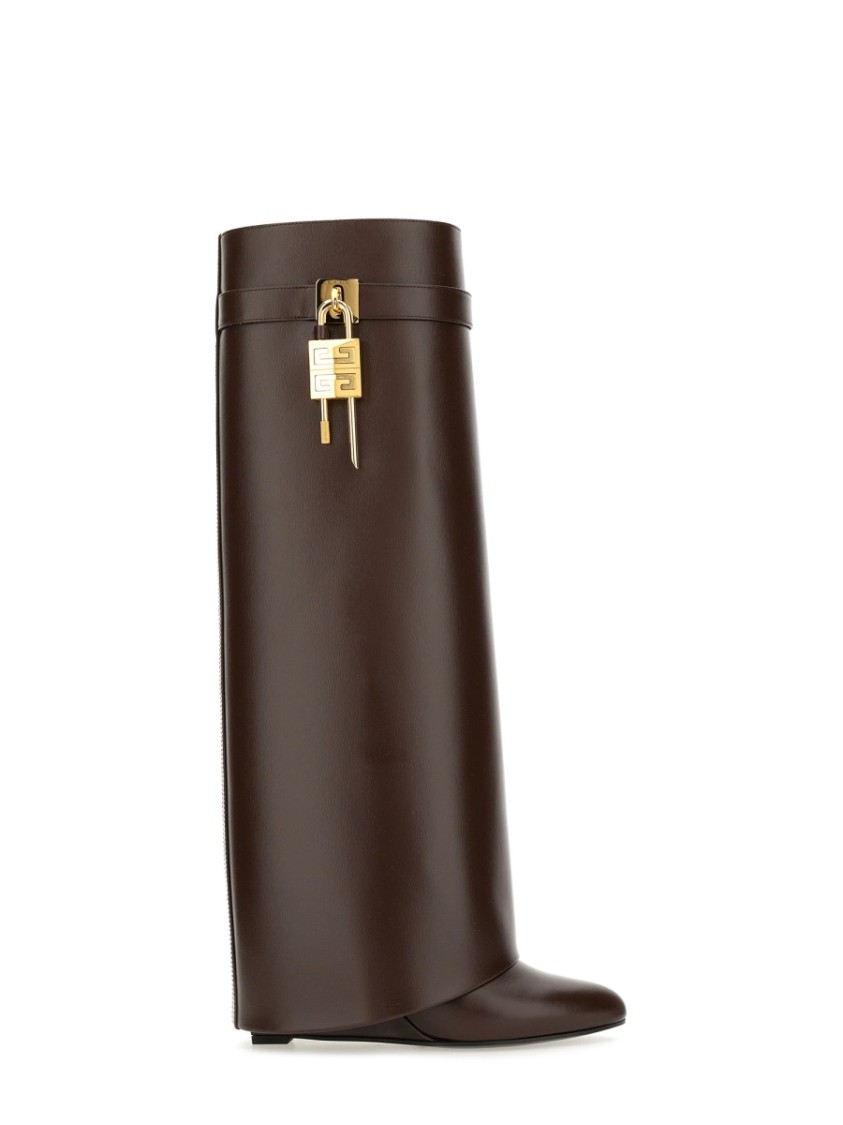 Givenchy Shark Brown Boots With Padlock Detail And Slip-on Style In Leather Woman