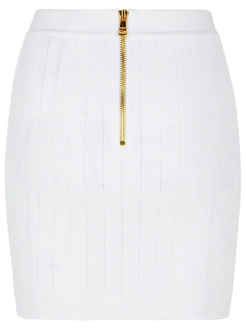 Shop Balmain Mini Skirt In White Viscose Blend