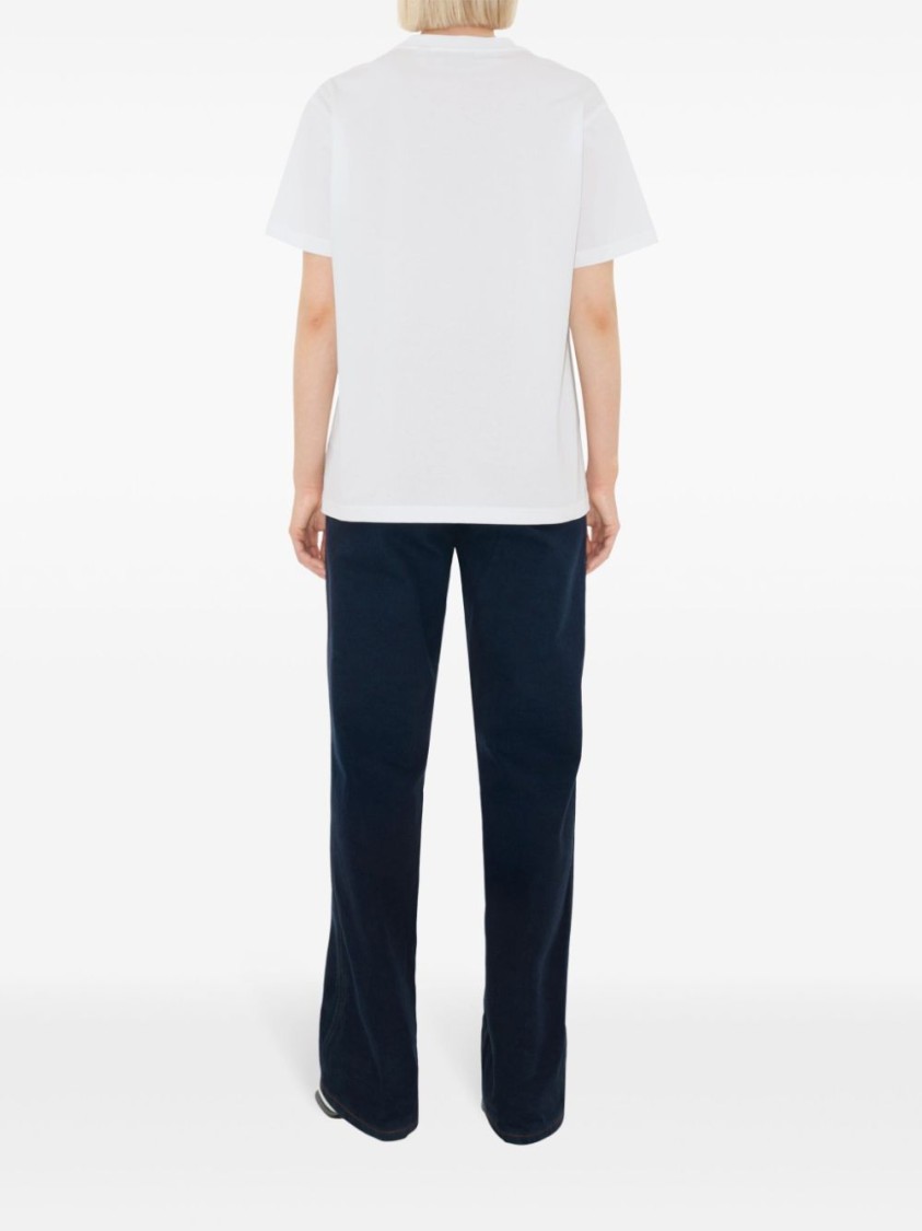 Burberry Women White Jersey Checked Twill-trimmed Cotton-jersey T-shirt Tee Shirt In White