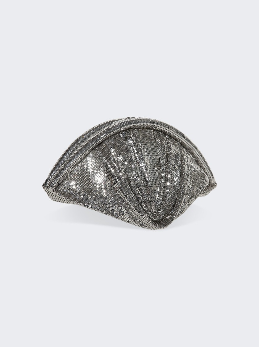 Shop Rabanne Mesh Pochette Large Evening Clutch Silver