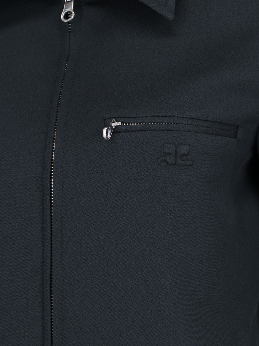 Shop Courrèges Logo Zip Jacket In Blue Fabric