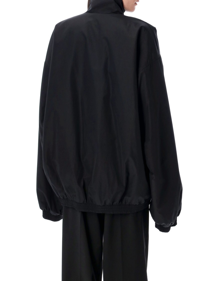 Balenciaga Oversized Tracksuit Jacket With Faux Fur Lining In Black