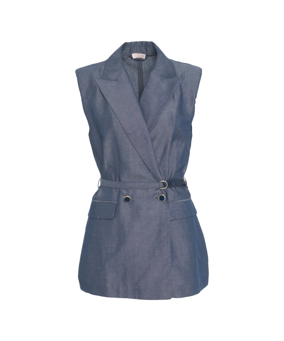 Liu •jo Liu Jo Tailored Vest With Waist Belt In Grey