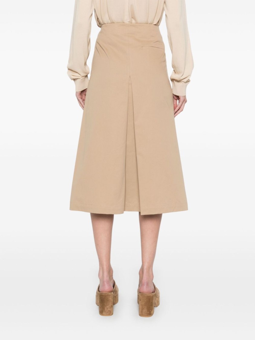 SEMICOUTURE SEMI COUTURE PLEATED HIGH-WAIST MIDI SKIRT WITH STRUCTURED BELT