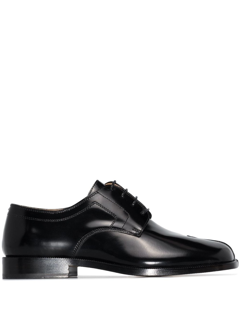 Maison Margiela Black Patent Tabi Lace-up Derbys