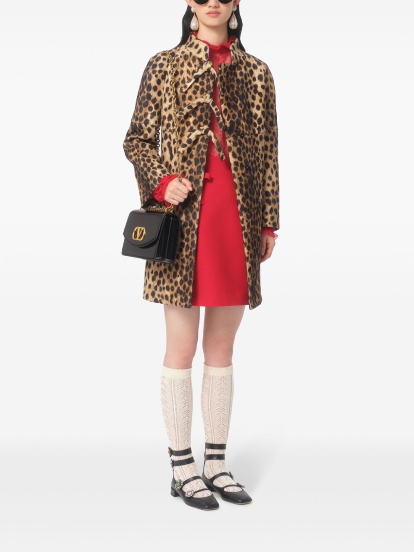 Valentino Bow-detailed Pleated Wool And Silk-blend Mini Skirt